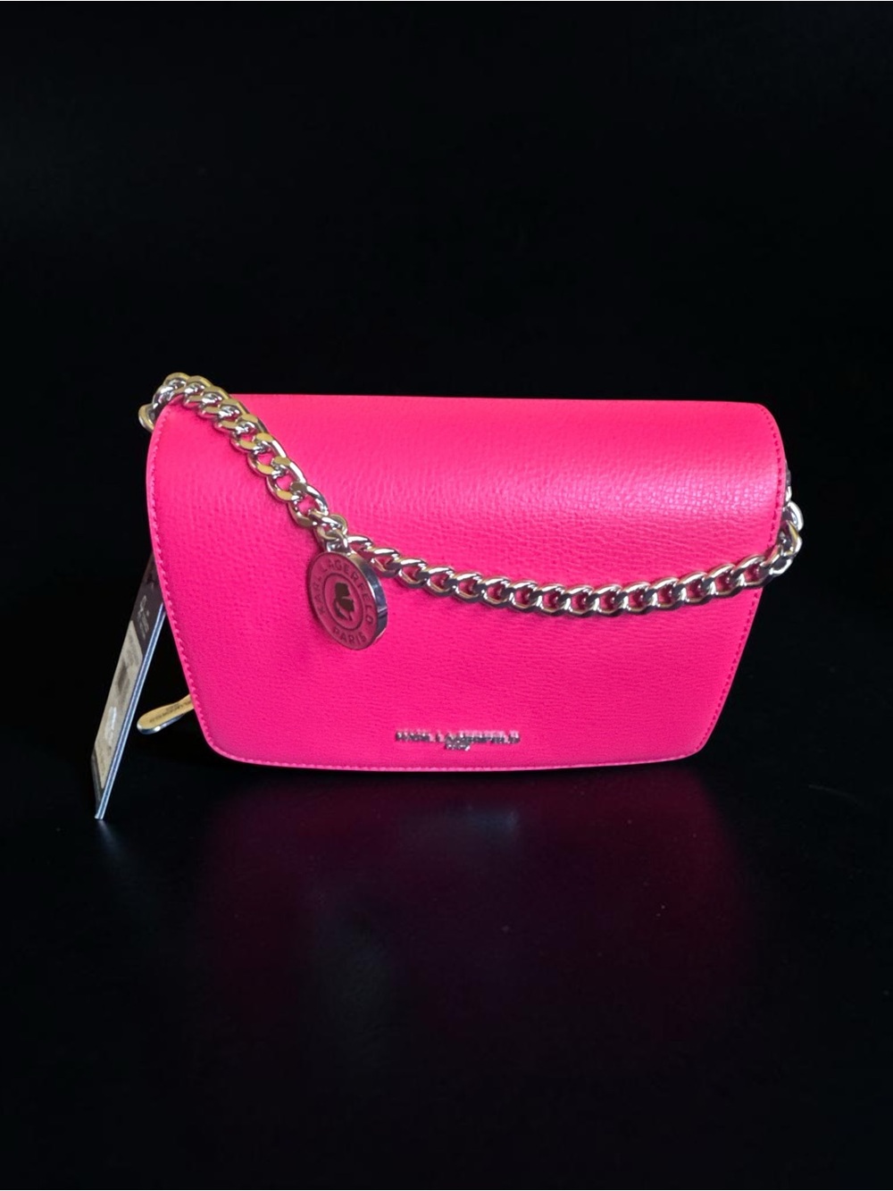 Karl Lagerfeld Hot Pink Leather Lourdes Crossbody - dust bag included - Picture 3 of 8
